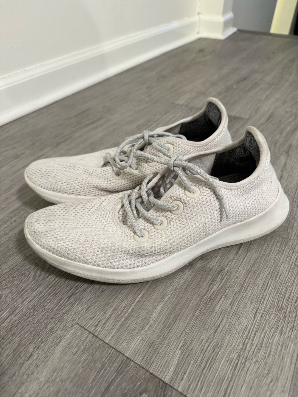 allbirds Men's Off-White Knit Lace-Up Sneakers